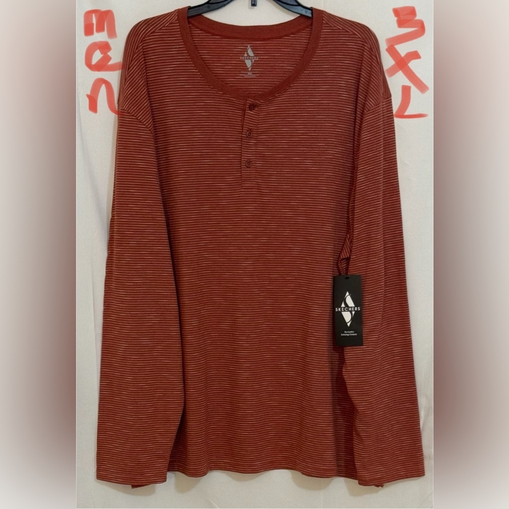 Skechers Men's Long Sleeve Red Striped Tee